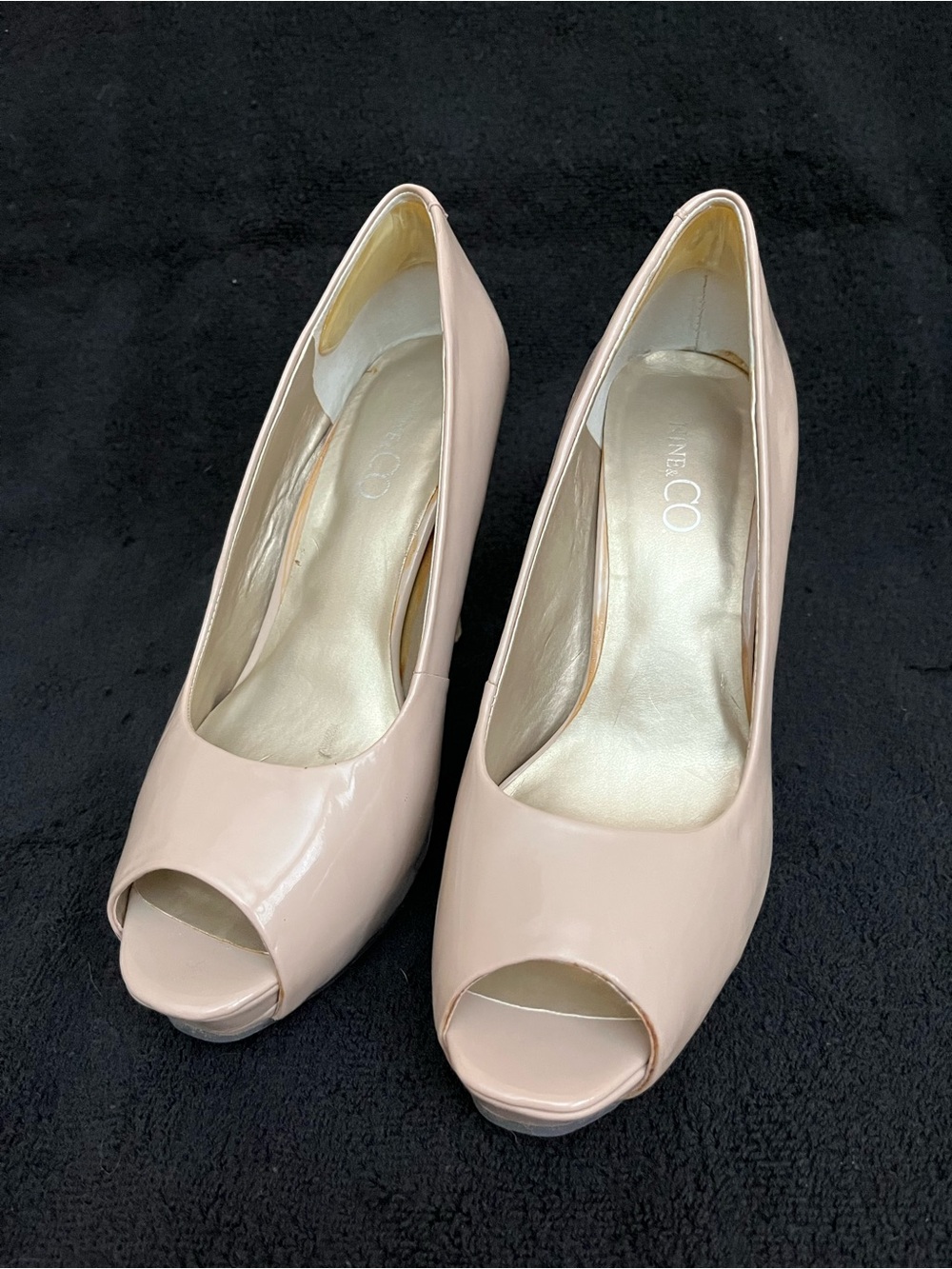 Nine & Co Nude Patent Peep-Toe Pumps